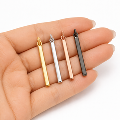 Gold Filled Long Bar Pendant Charm, Minimalist Rectangle Bar Necklace Charm, Vertical Stick Pendant for Jewelry Making, Gift for Her, CP046