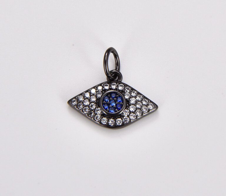 18K Gold Filled Blue Cubic Zirconia Evil Eye Charm, Micro Pave CZ Evil Eye Pendant, Evil Eye Charm, Evil Eye Pendant, Evil Eye Necklace, 14x13mm, CP052