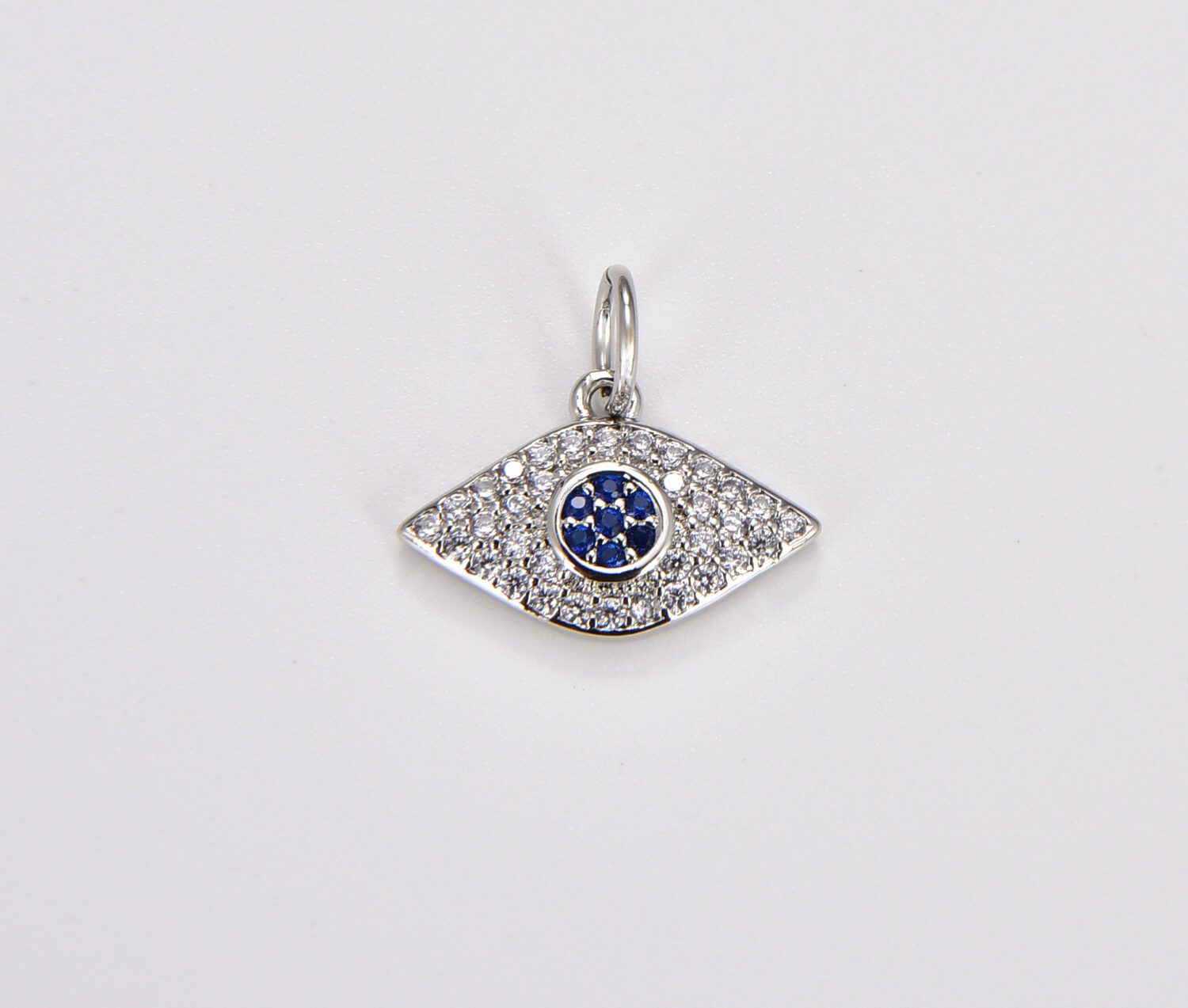 18K Gold Filled Blue Cubic Zirconia Evil Eye Charm, Micro Pave CZ Evil Eye Pendant, Evil Eye Charm, Evil Eye Pendant, Evil Eye Necklace, 14x13mm, CP052