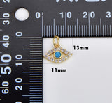 18K Gold Filled Turquoise Cubic Zirconia Mini Evil Eye Charm, CP054