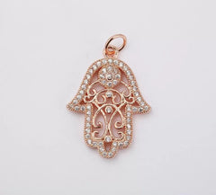 18K Gold Filled Hamsa Hand Charm, Micro Pave Hamsa Pendant, CZ Hamsa Charm, Hamsa Necklace, Hamsa Pendant, Protection, 23x16mm, CP065