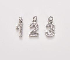 18K Gold Filled Micro Pave CZ Numbering Charms Pave Dangle, White Gold Number Letter Charms Pave Number Findings Number 0-9 Charms CP066