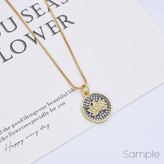 18K Gold Filled Cubic Zirconia Micro Pave Lotus Flower Charm, 20x15mm, CP072