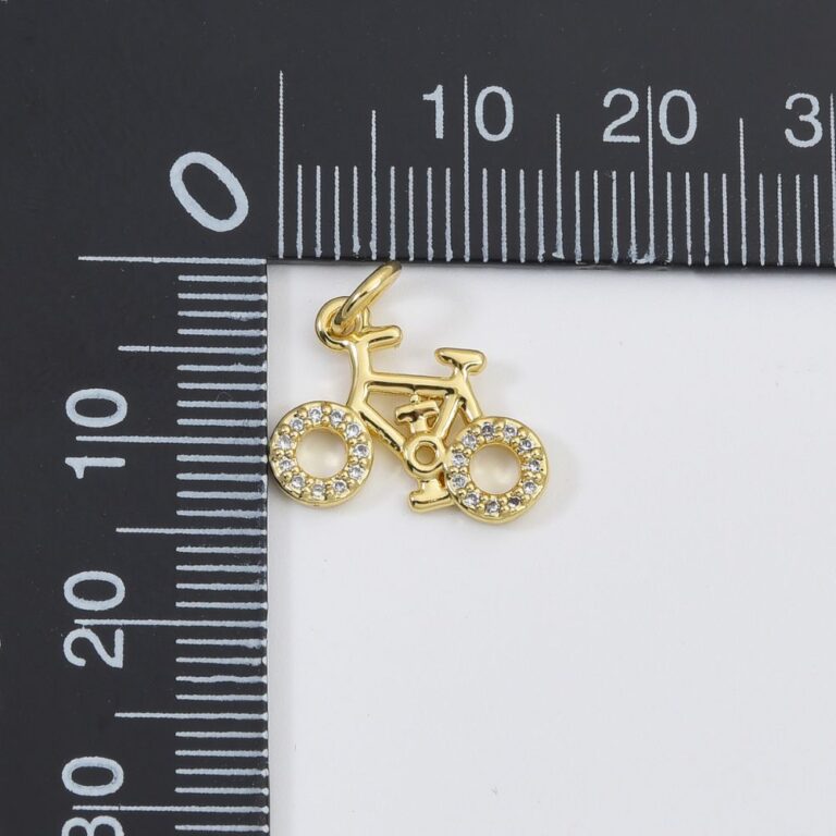 18K Gold Filled Bicycle Charm Pendant, Micro Pave CZ Bicycle Pendant, Sports Charm, Bicycle Pendant, Bicycle Charm, 15x10mm, CP080