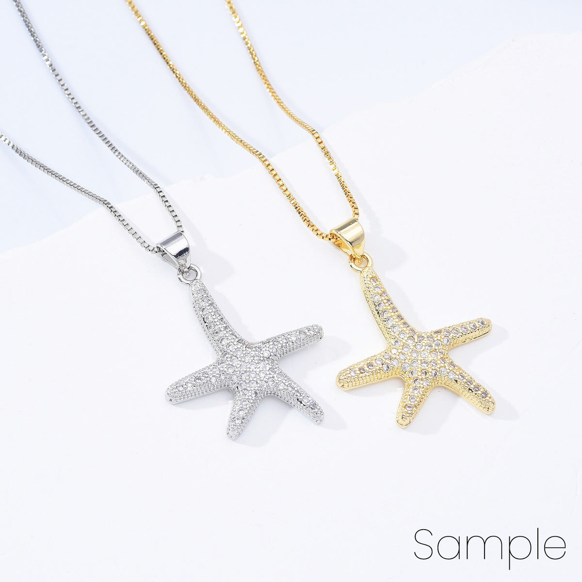 24K Gold Filled Starfish Charm Pendant, Micro Pave Cubic Zirconia Sea Starfish Charm, Ocean Charm, Sealife Charm, Bracelet Charm, 26x22mm, CP086