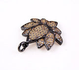 24K Gold Filled Black & Gold 2 Tone LOTUS Pendant, CZ Micro Pave Lotus Pendant, Pave Lotus Flower Charm, 21x24mm CP089