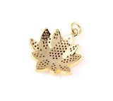 24K Gold Filled Black & Gold 2 Tone LOTUS Pendant, CZ Micro Pave Lotus Pendant, Pave Lotus Flower Charm, 21x24mm CP089