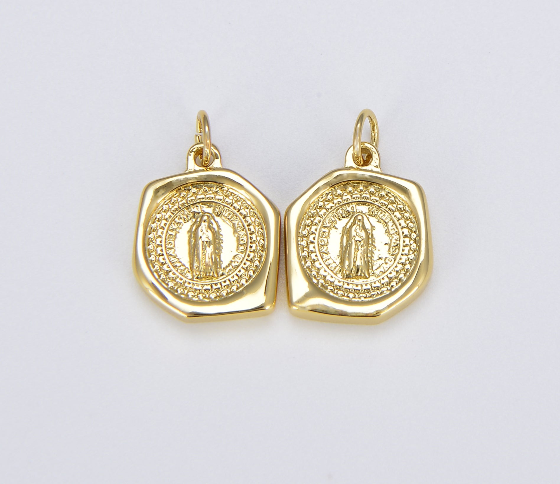 Dainty 18K Gold Virgin Mary Pendant Necklace Micro Pave Virgen de Guadalupe Medallion for Necklace Religious Jewelry 15x12mm, CP1001