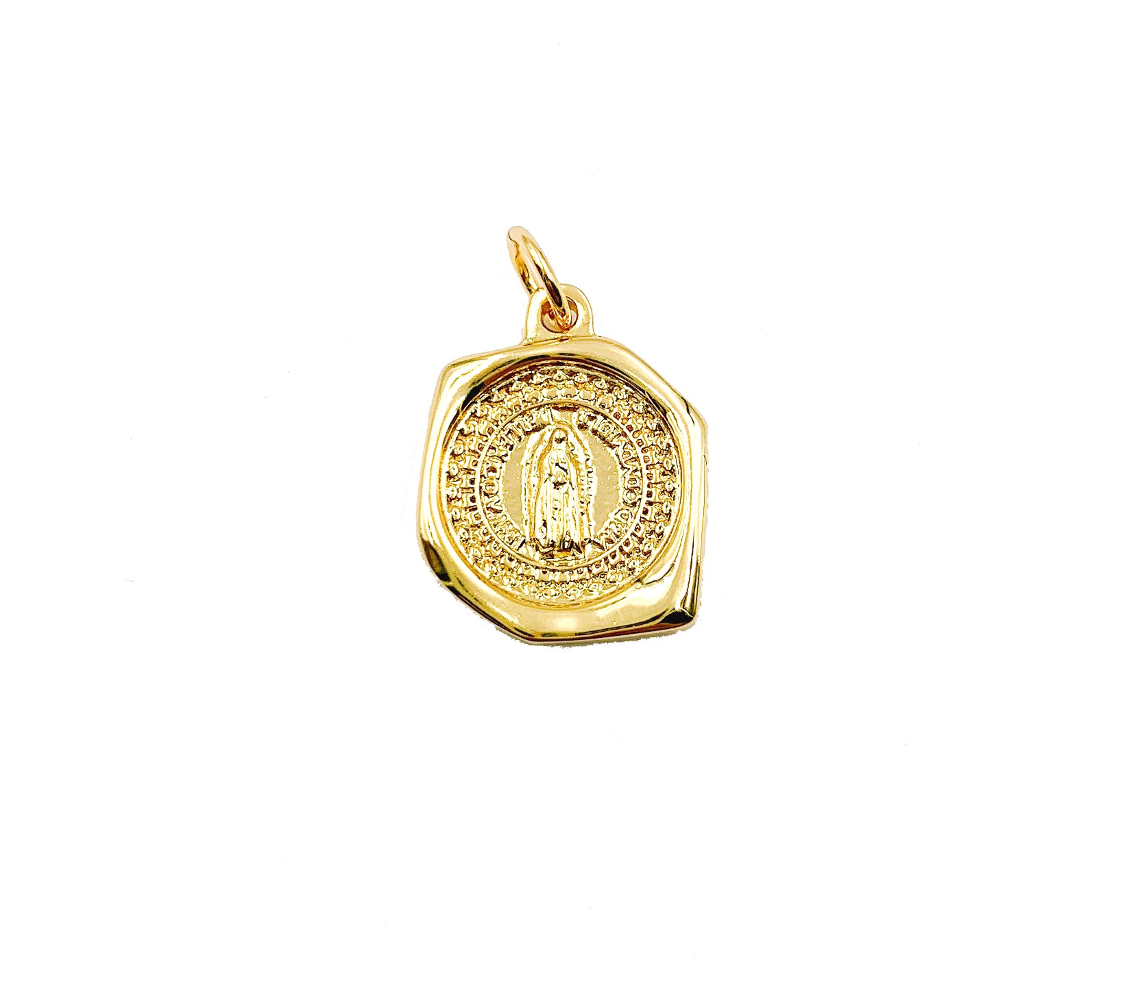 Dainty 18K Gold Virgin Mary Pendant Necklace Micro Pave Virgen de Guadalupe Medallion for Necklace Religious Jewelry 15x12mm, CP1001