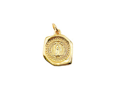 Dainty 18K Gold Virgin Mary Pendant Necklace Micro Pave Virgen de Guadalupe Medallion for Necklace Religious Jewelry 15x12mm, CP1001