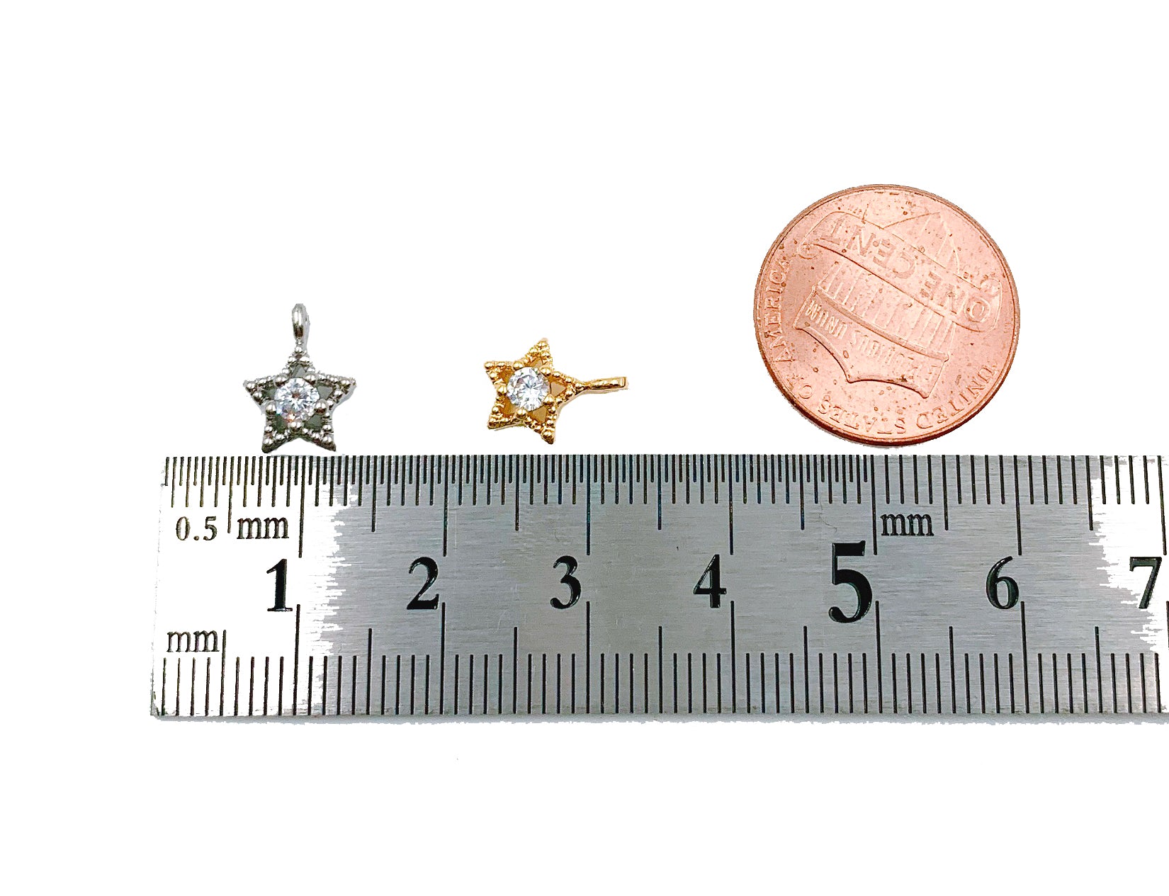 18K Gold Mini Star Charm Pendant, Cz Micro Pave Star Charm, Star Pendant, Star Necklace, Gold Star Charm, 10x7mm, CP1011