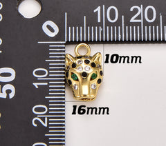 18K Gold Panther Colored CZ Micro Pave Charm Pendant, Panther Charm, Animal Charms, Panther Bracelet, Cubic Zirconia, 16x10mm, CP1012