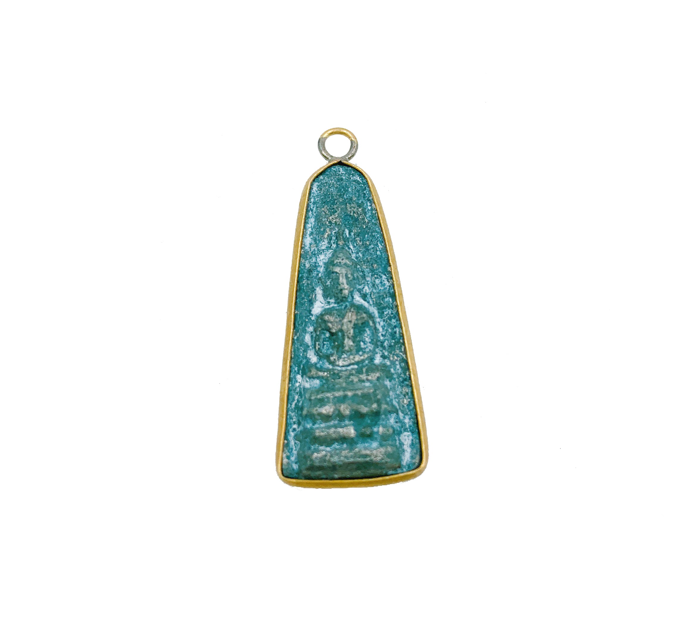 Patina Carved Buddha 18K Gold Charm Pendant, Buddha Charm, Buddha Pendant, Buddha Necklace, Protection Charm, 34x12mm, CP1019