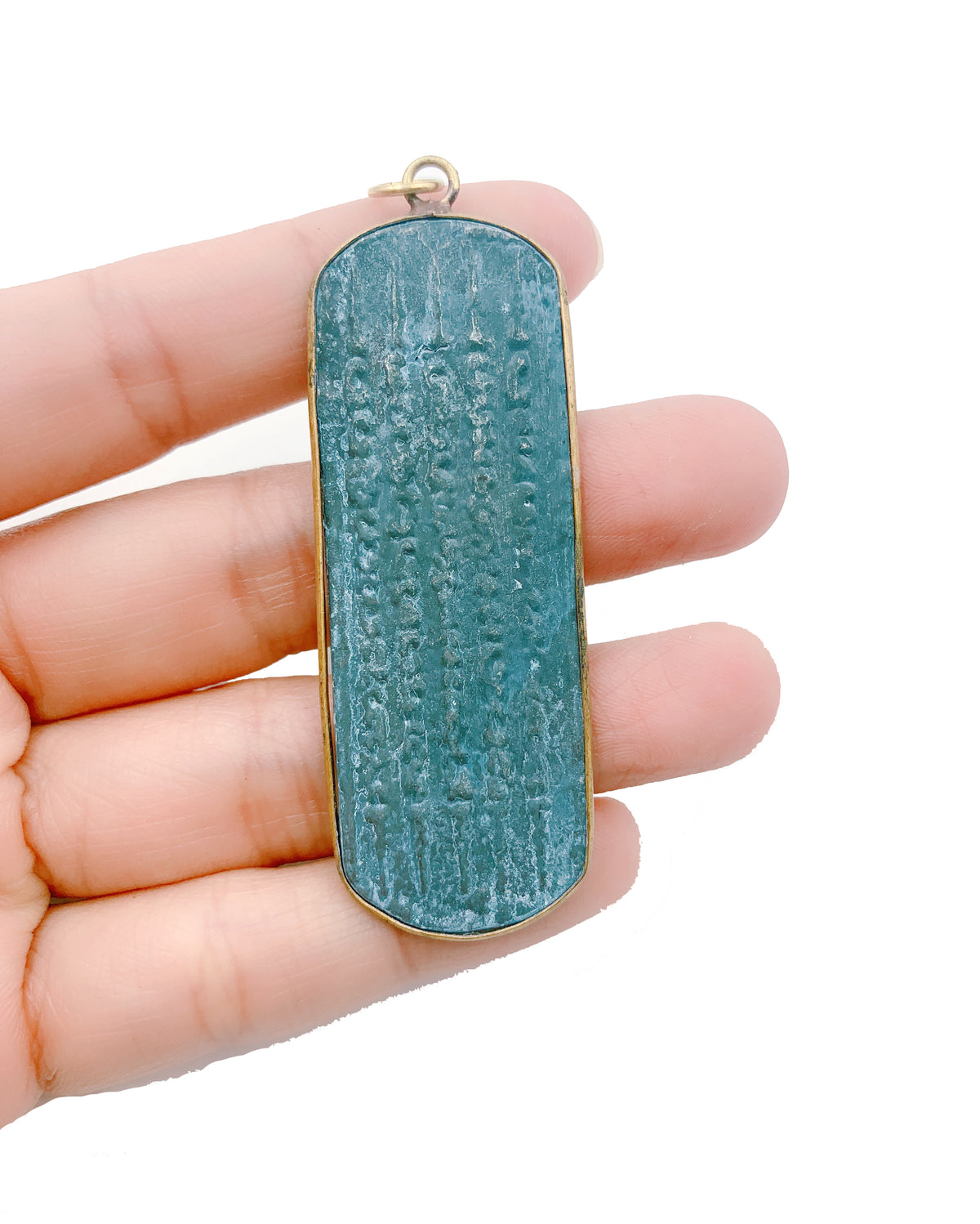 Patina Long Oval Carved Scripture 18K Gold Charm Pendant, Dog Tag Pendant, Dog Tag Necklace, Necklace Charm, 65x24mm, CP1025