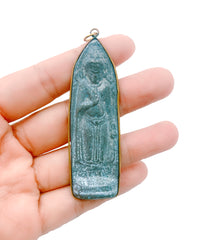 Patina Carved Standing Buddha 18K Gold Charm Pendant, Buddha Charm, Buddha Pendant, Buddha Necklace, Charm, 73x22mm, CP1026