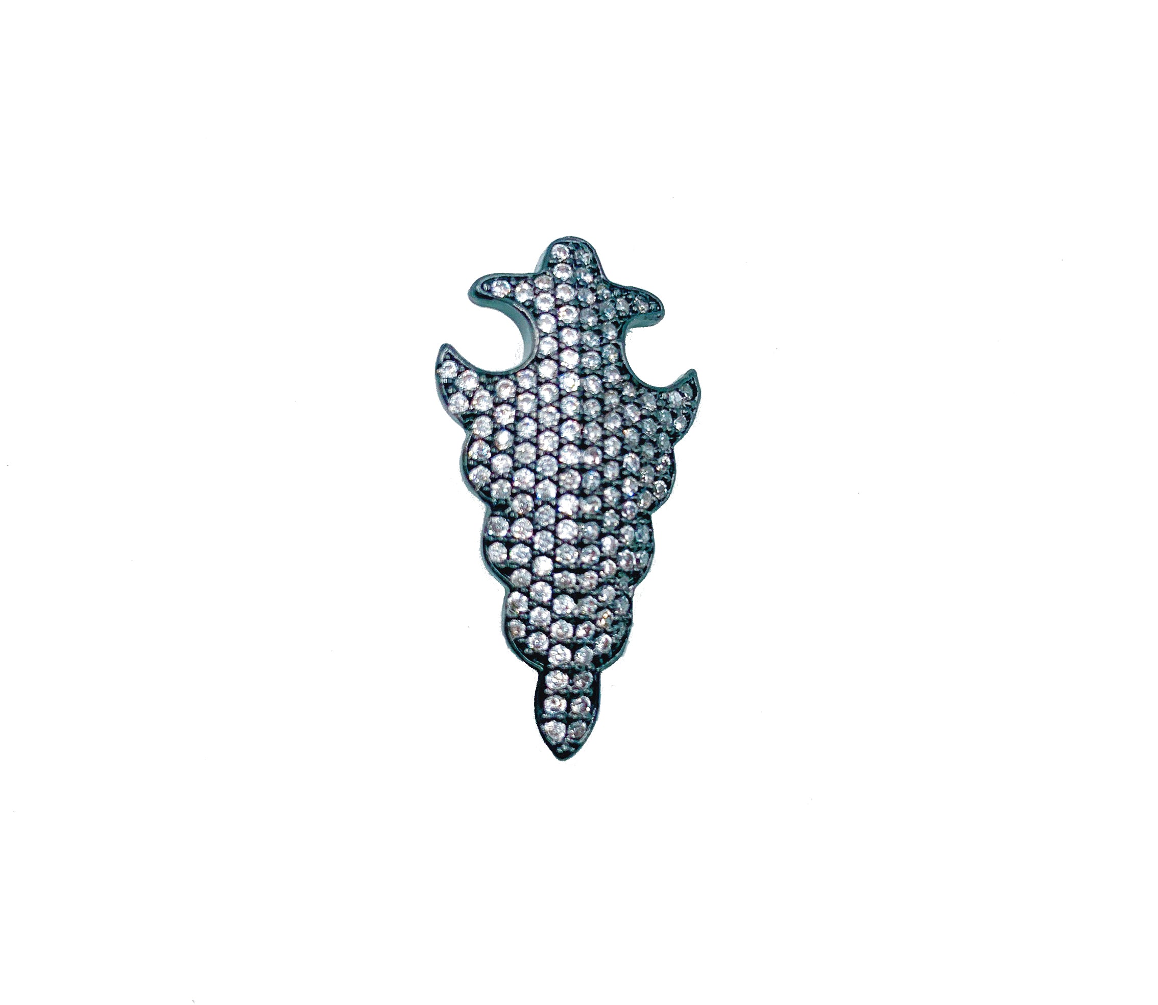 CZ Arrowhead Spike Charm, CZ Micro Pave Spearhead Charm, Arrowhead Charm, Dagger Spike Charm in Silver Black Finish ,28x15mm, CP1027