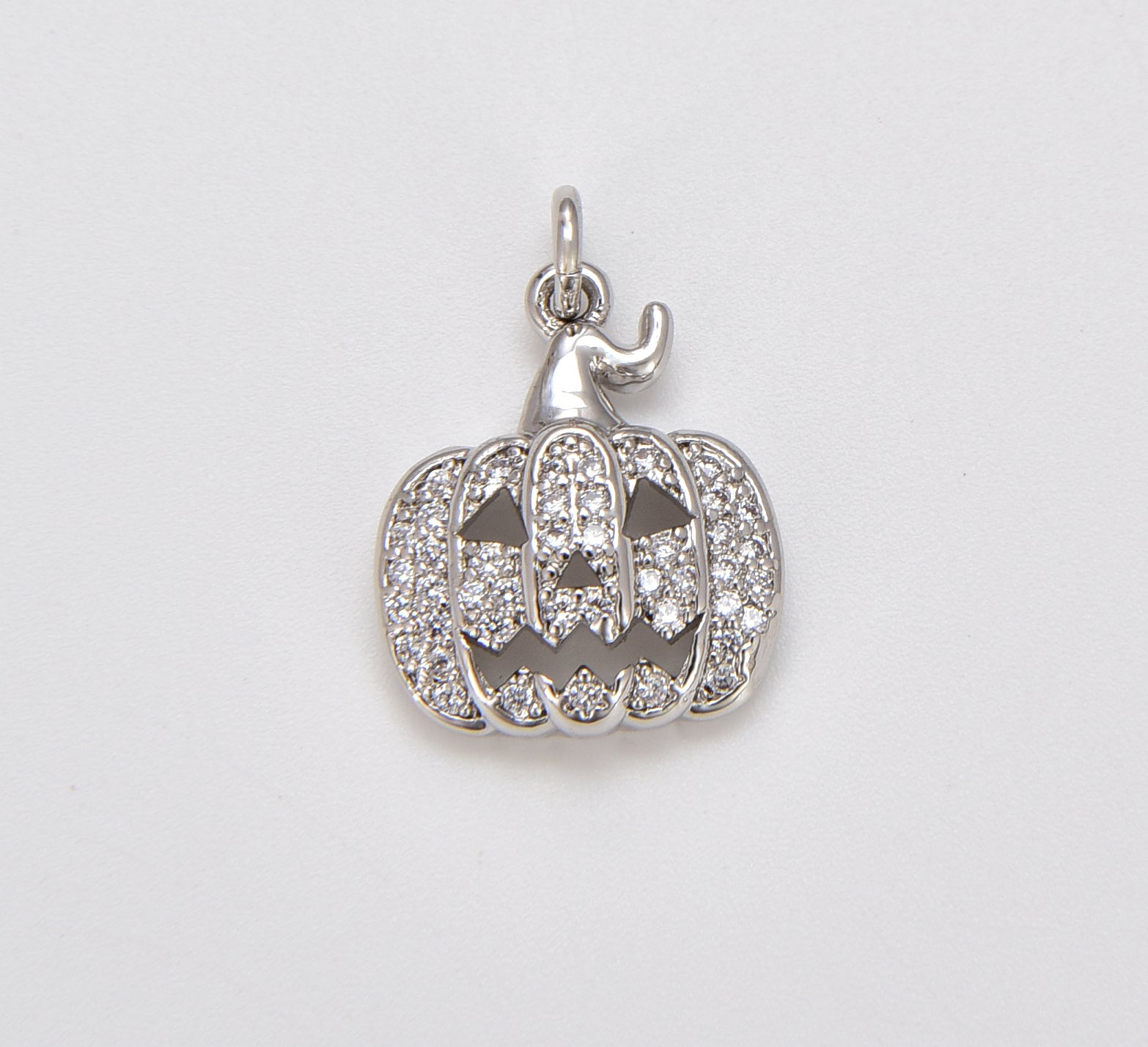 Halloween Pumpkin 18K Gold Charm Pendant CZ Micro Pave, Jack O Lantern Charm, Pumpkin Charm, Halloween Charm, 15x13mm, CP1032