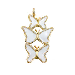 18K Gold Enamel Butterfly Charm, Monarch Butterfly Pendant DIY Cubic Zirconia Necklace Pendant Charm for Jewelry Making, CP1040