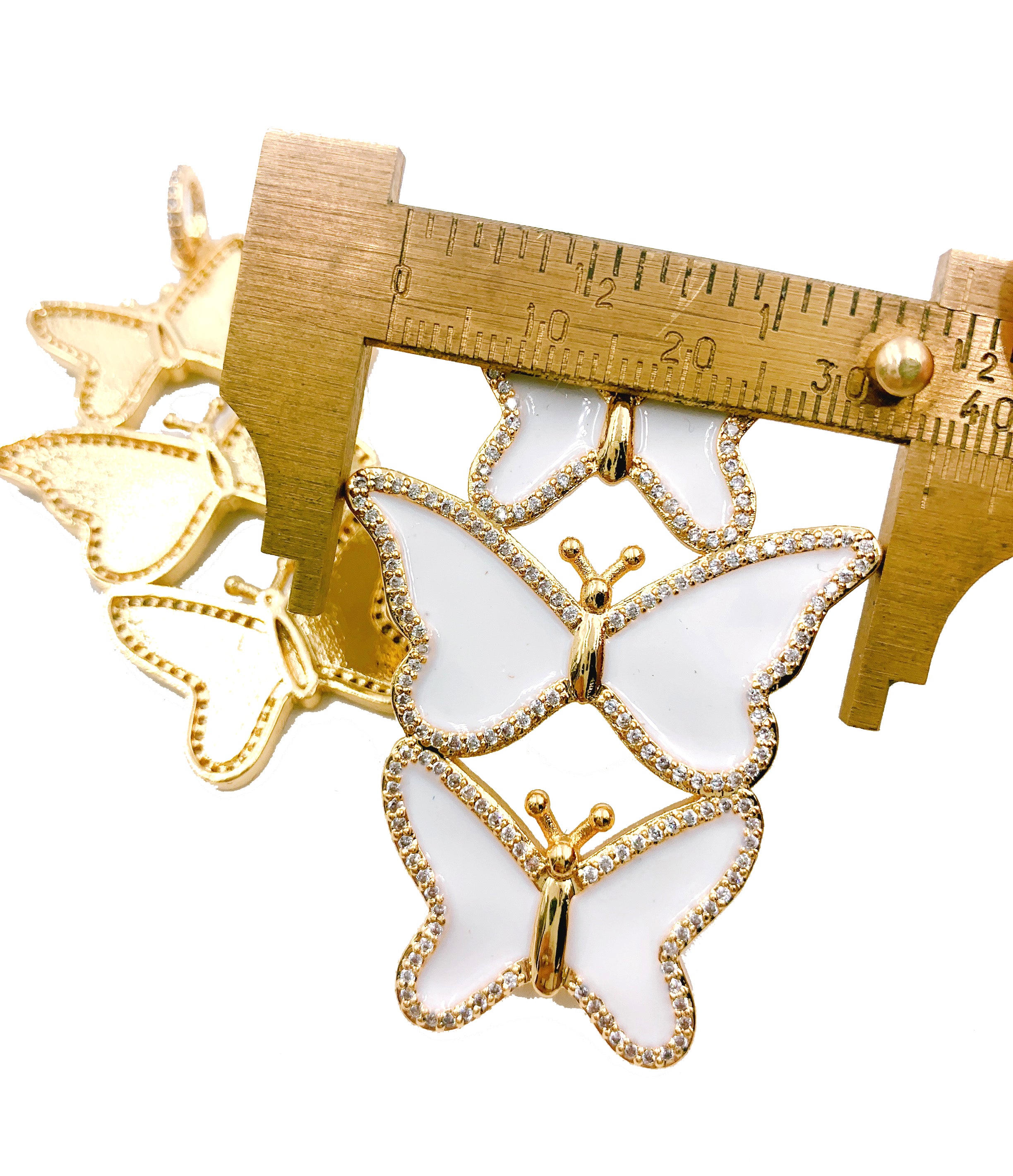 18K Gold Enamel Butterfly Charm, Monarch Butterfly Pendant DIY Cubic Zirconia Necklace Pendant Charm for Jewelry Making, CP1040