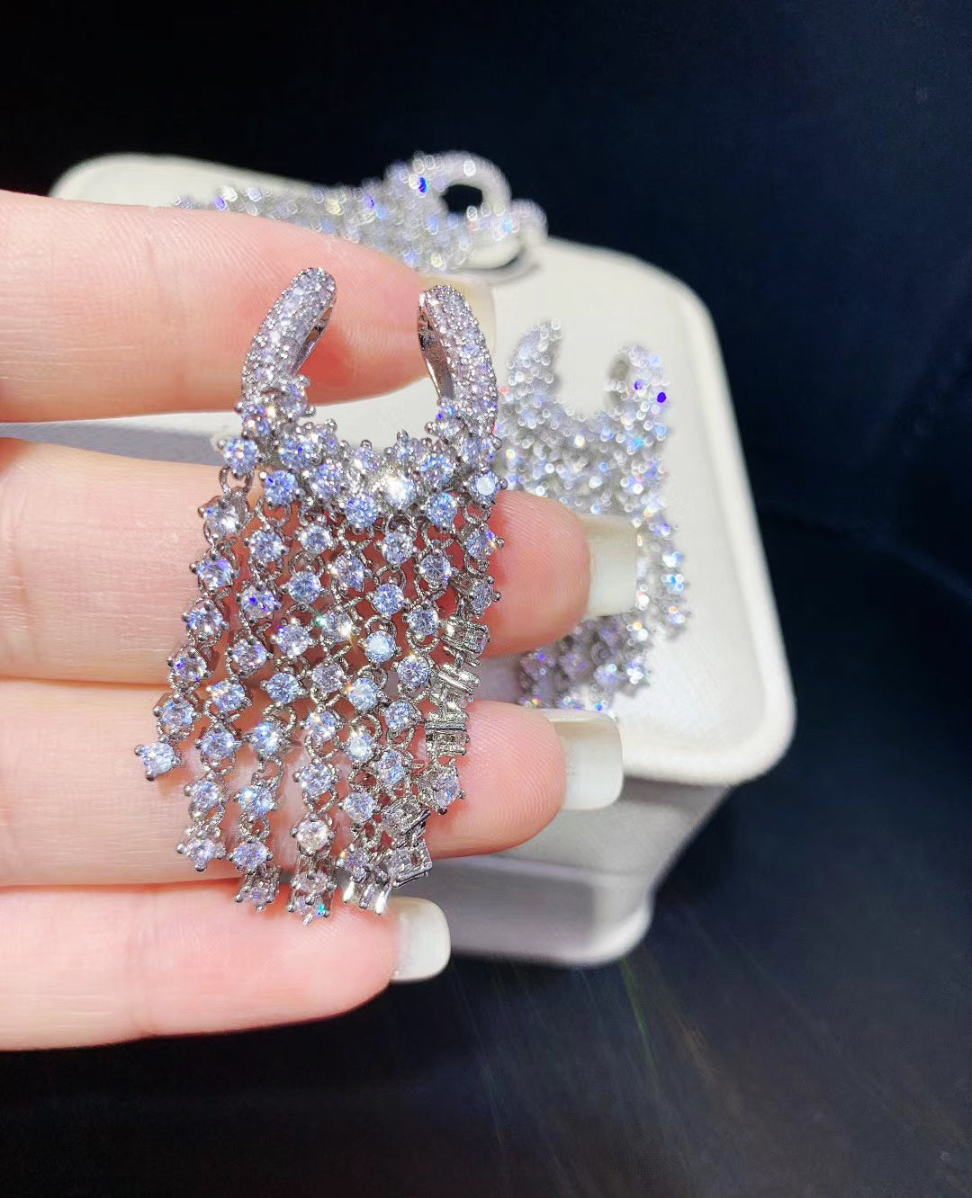 Diamond Cz Tassel Pendant, Double Ring CZ Charm Pendant, CZ Micro Pave CZ Tassel Pendant, Necklace Bracelet Tassel Charm,60x35mm, CP1041