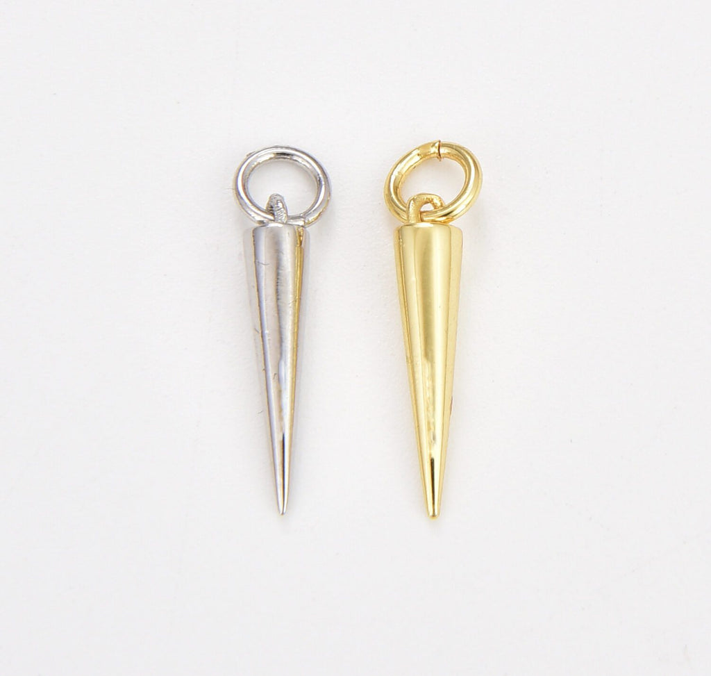 24K Gold Filled Spike Charm, Arrowhead Charm, Gold Plated Charm Pendant, Spike Pendant, Charm Bracelet, Charm Necklace, 20x5mm, CP1045