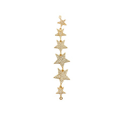 6 Stars Link Connector, 18K Gold Filled Star CZ Micro Pave Charm Pendant, Star Charm, Shooting Star Pendant, Cubic Zirconia, 80x15mm, CP1046