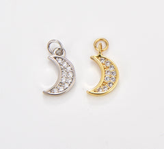 Dainty 18K Gold Filled Crescent Moon Charm Gold Moon Pendant for Layer Necklace Earring Bracelet Jewelry Making Supply, 13x7mm, CP1049