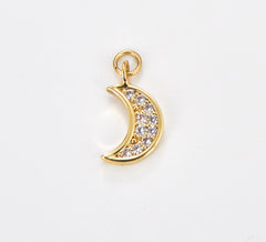 Dainty 18K Gold Filled Crescent Moon Charm Gold Moon Pendant for Layer Necklace Earring Bracelet Jewelry Making Supply, 13x7mm, CP1049