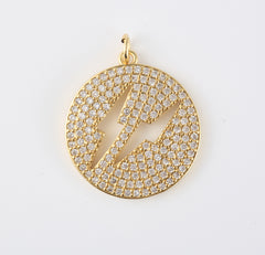 24K Gold Filled Lightning CZ Micro Pave Charm Pendant, Lightning Bolt Charm, Lightning Bolt, Lightning Necklace, Cubic Zirconia, Charm, CP1054