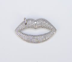 Lips CZ Micro Pave Charm Pendant, Lips Charm, Lips Pendant, Lips Necklace, Cubic Zirconia, Charm, Pendant, 34x21mm, CP1055