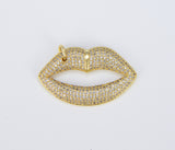 Lips CZ Micro Pave Charm Pendant, Lips Charm, Lips Pendant, Lips Necklace, Cubic Zirconia, Charm, Pendant, 34x21mm, CP1055