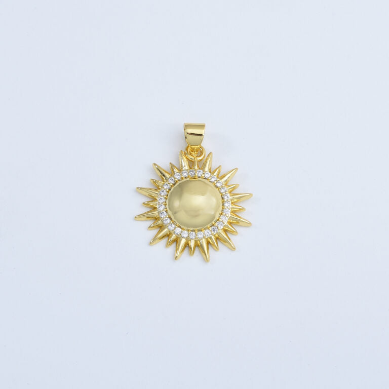 18K Gold Filled Sun Cubic Zirconia Micro Pave Charm Pendant, CP1056