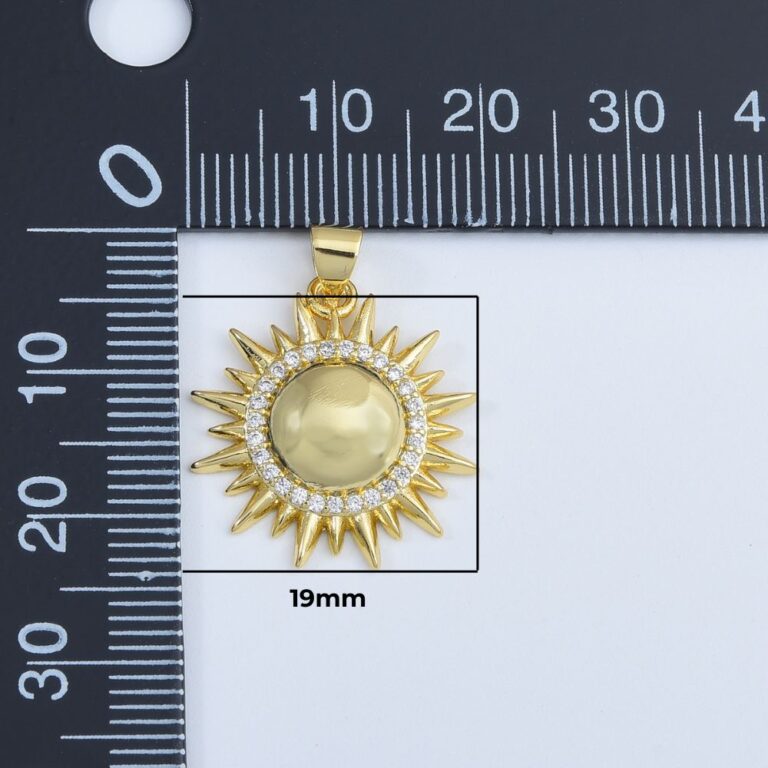 18K Gold Filled Sun Cubic Zirconia Micro Pave Charm Pendant, CP1056