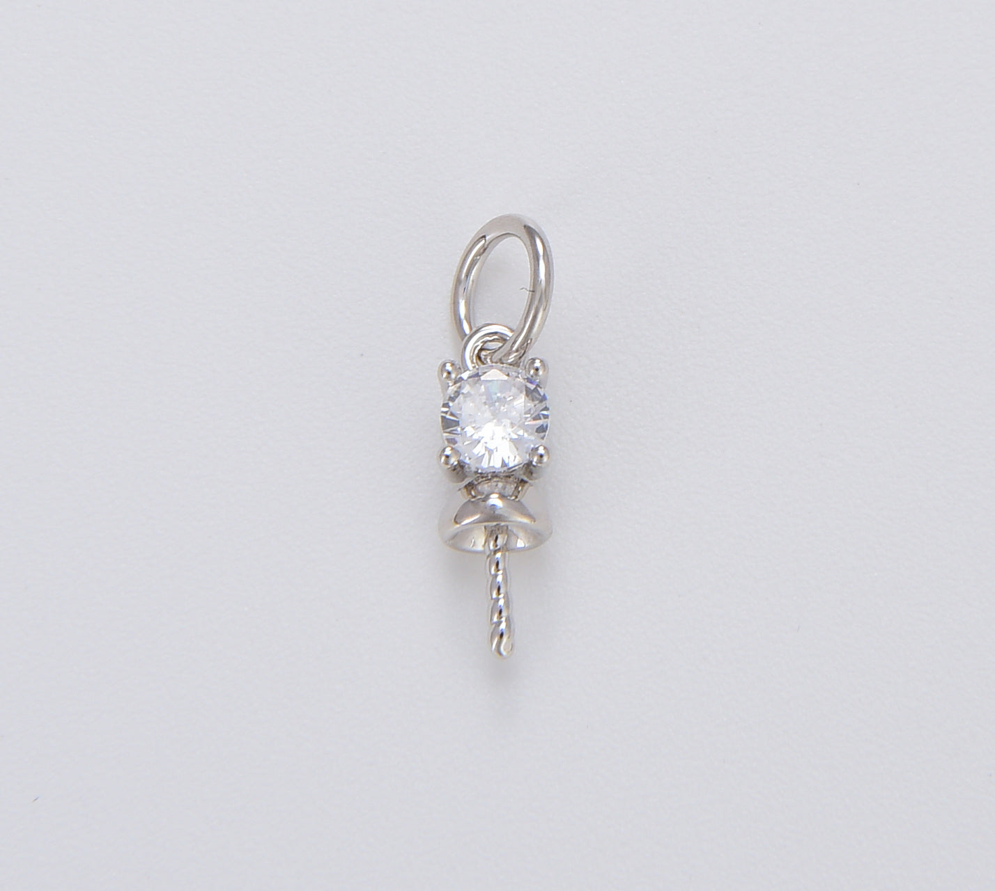 CZ Pendant Clasp Pearl Bail Eye Pins, CZ Micro Pave Bail with Pin, Peg Bail Eye Pin Cap for Half Drilled Pearls, 11x4mm, CP1059