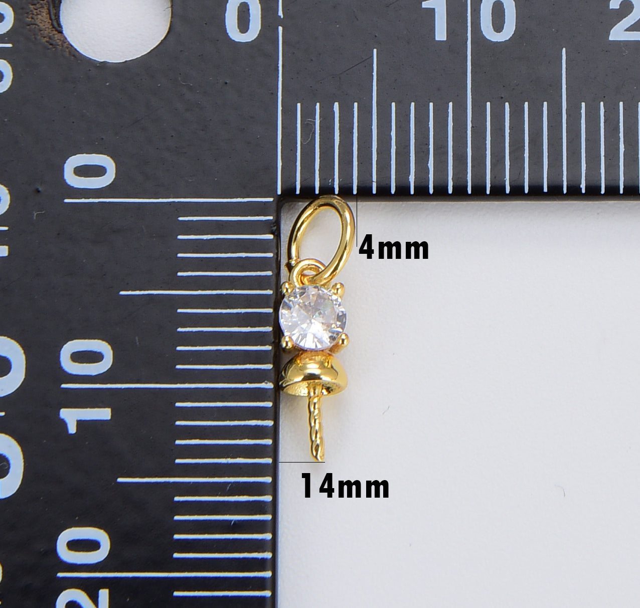 CZ Pendant Clasp Pearl Bail Eye Pins, CZ Micro Pave Bail with Pin, Peg Bail Eye Pin Cap for Half Drilled Pearls, 11x4mm, CP1059