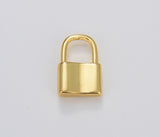 Lock Charm in 18K Gold Lock Charm for Earring Bracelet Necklace, Small Dainty Gold Padlock Charm Silver Lock Jewelry, 15x10mm CP1068