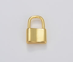 Lock Charm in 18K Gold Lock Charm for Earring Bracelet Necklace, Small Dainty Gold Padlock Charm Silver Lock Jewelry, 15x10mm CP1068