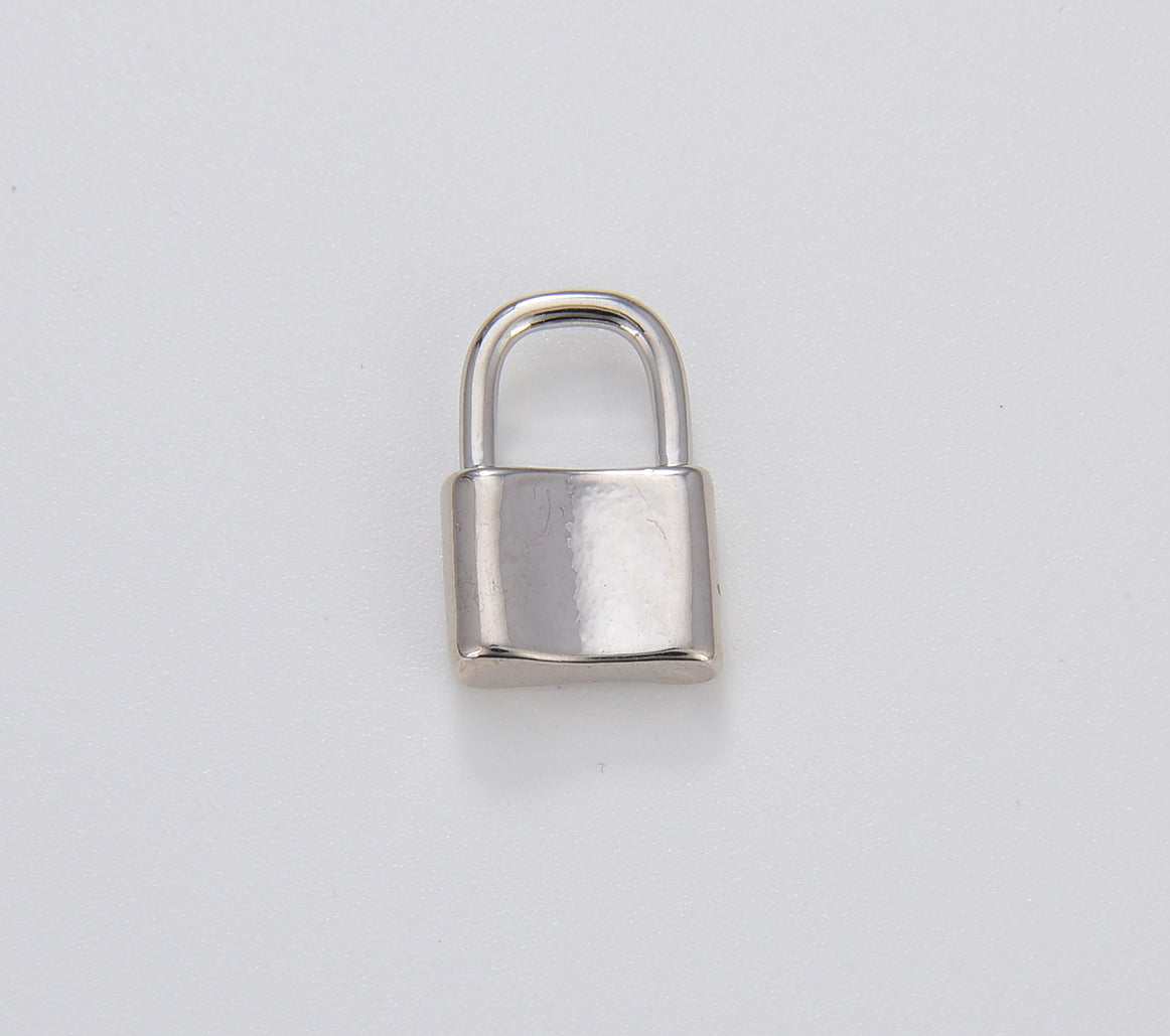 Lock Charm in 18K Gold Lock Charm for Earring Bracelet Necklace, Small Dainty Gold Padlock Charm Silver Lock Jewelry, 15x10mm CP1068