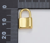 Lock Charm in 18K Gold Lock Charm for Earring Bracelet Necklace, Small Dainty Gold Padlock Charm Silver Lock Jewelry, 15x10mm CP1068