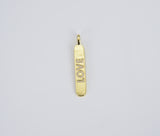 Micro Pave Love Word Charm Rectangle in 18K Gold Drop Pendant for Necklace Bracelet Earring Component, 44x7mm, CP1071