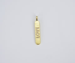 Micro Pave Love Word Charm Rectangle in 18K Gold Drop Pendant for Necklace Bracelet Earring Component, 44x7mm, CP1071