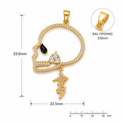 Gold Filled CZ Skull Face Outline Pendant, Lightning Bolt Drop Charm, Pave Crystal Gothic Skull Necklace Bracelet DIY Jewelry Finding CP1074