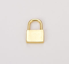 18K Gold Filled Mini Lock Charm, Lock Charm for Earring Bracelet Necklace, Dainty Gold Padlock Charm White Gold Lock Jewelry 12x8mm CP1078