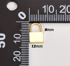 18K Gold Filled Mini Lock Charm, Lock Charm for Earring Bracelet Necklace, Dainty Gold Padlock Charm White Gold Lock Jewelry 12x8mm CP1078