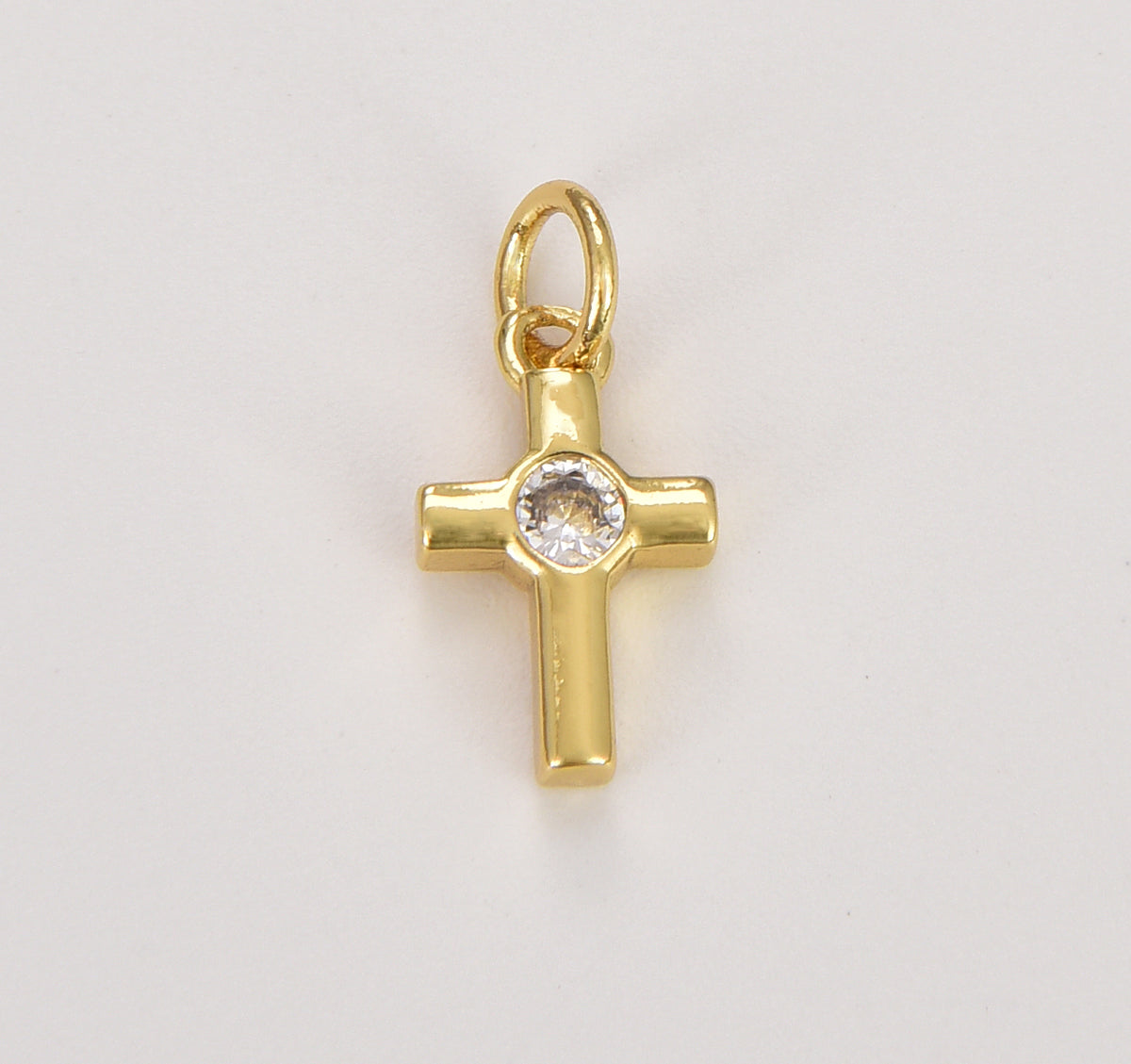 Dainty 18K Gold Cross Bead, CZ Micro Pave Cross Spacer Bead, Cubic Zirconia, Gold Cross Spacer Beads for bracelet making, CP1080