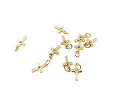 Dainty 18K Gold Cross Bead, CZ Micro Pave Cross Spacer Bead, Cubic Zirconia, Gold Cross Spacer Beads for bracelet making, CP1080