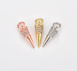 Mini Spike CZ Micro Pave Charm Pendant, Spike Pendant, Spike Charm, Mini Spike Charms, Spike, Cubic Zirconia, Charm, 18x5mm, CP1087