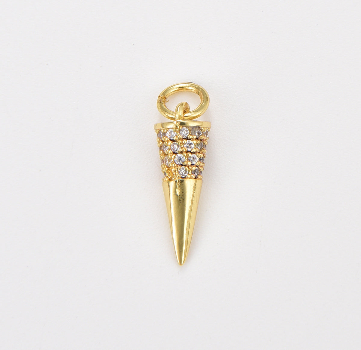 Mini Spike CZ Micro Pave Charm Pendant, Spike Pendant, Spike Charm, Mini Spike Charms, Spike, Cubic Zirconia, Charm, 18x5mm, CP1087