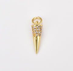 Mini Spike CZ Micro Pave Charm Pendant, Spike Pendant, Spike Charm, Mini Spike Charms, Spike, Cubic Zirconia, Charm, 18x5mm, CP1087