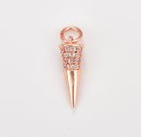 Mini Spike CZ Micro Pave Charm Pendant, Spike Pendant, Spike Charm, Mini Spike Charms, Spike, Cubic Zirconia, Charm, 18x5mm, CP1087